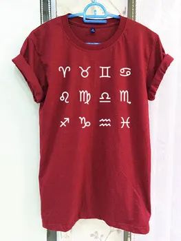 Znamenie Zverokruhu Tričko Oblečenie Symbol Tumblr Citát Slogan Crimson Red Ženy Tričko TeeShort Sleeve T-Shirt-C524