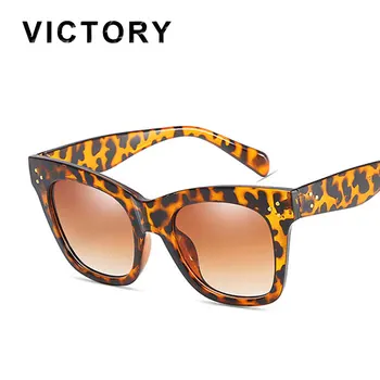 VictoryLip 2017 Leopard Námestie Zábal Ženy slnečné Okuliare Značky Dizajnér UV400 Zrkadlo Dámy Žena Slnečné Okuliare Cateye Lete Okuliare