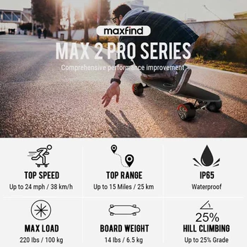 Maxfind Skateboard Longboard Brzdový Skate Board Palube Štyri-Pohon Kolesa Bluetooth Remote Nepremokavé Elektrický Skúter Skateboard