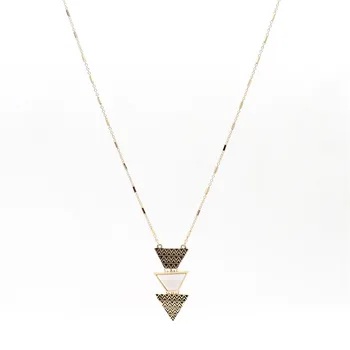 ENZE nové módne kolo syntetický kameň trojuholník retro prehnané náhrdelník sveter reťazca strany šperky veľkoobchod pre ženy