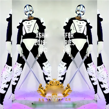 Nočný klub mužov GOGO Star brnenie LED svetlá laserový meč kostýmy Wars budúce technológie zobraziť Space Star brnenie robot tanečné oblečenie