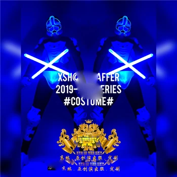 Nočný klub mužov GOGO Star brnenie LED svetlá laserový meč kostýmy Wars budúce technológie zobraziť Space Star brnenie robot tanečné oblečenie