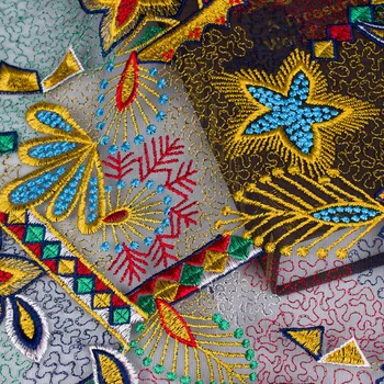 Super High-kvalitné farby, Päť-špicaté hviezdy geometrie oka čipky Vyšívané textílie Duté z látky na šaty, sukne Afriky