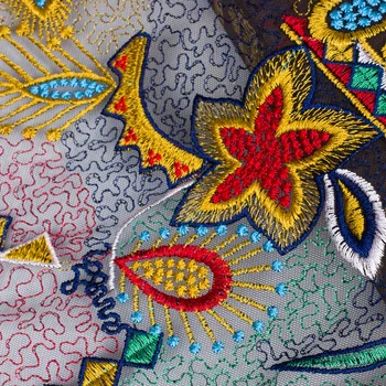 Super High-kvalitné farby, Päť-špicaté hviezdy geometrie oka čipky Vyšívané textílie Duté z látky na šaty, sukne Afriky