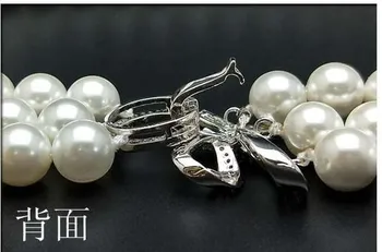 3row 8 MM Okrúhle Biele Sea shell perly náhrdelník krátke Dievčatá Darčeky Perličky Strieborné kľúčnu kosť reťazca Veľkoobchodné ceny
