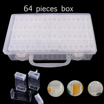 64pcs Úložný Box Živice Šperky Nail Art Drahokamu Prázdne Daimant Výšivky Kameň Skladovanie Príslušenstva box Diamond Maliarske Nástroje