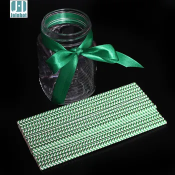 Balenie 25PCS Zelená Chevron papier slamky na pitie tvorivé slamka Pre Svadobné Party Zdobenie