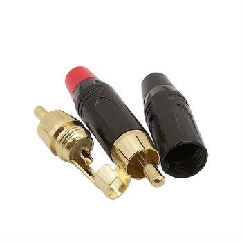 2 ks RCA Samec Konektor Vysokej Kvality zlatenie Konektor RCA Audio Adaptér Black&Red Pigtail Reproduktor