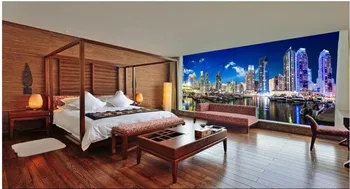 WDBH Vlastné nástenné 3d izba tapety Noc Shanghai 3D Mesto Plné pozadí Domova 3d nástenné maľby, tapety na steny, 3 d