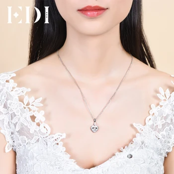 EDI Srdce Reálne Moissanite Diamond Svadobné Prívesky Pre Ženy Soild 14K 585 Bieleho Zlata s Príveskom 16' Náhrdelník Reťazca Jemné Šperky