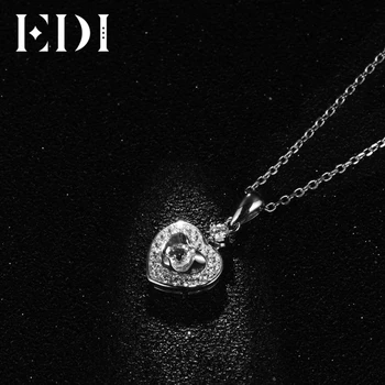 EDI Srdce Reálne Moissanite Diamond Svadobné Prívesky Pre Ženy Soild 14K 585 Bieleho Zlata s Príveskom 16' Náhrdelník Reťazca Jemné Šperky