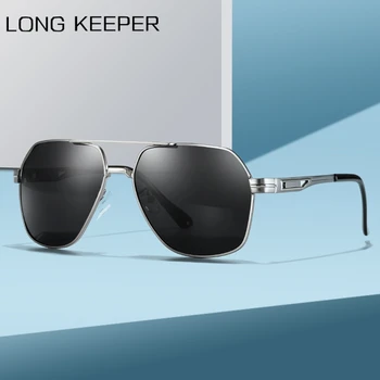 LongKeeper Mužov Polarizované slnečné Okuliare Retro Classic Pilot, Slnečné Okuliare Značky Muž Jazdy Okuliare UV400 Kovový Rám Oculos de sol