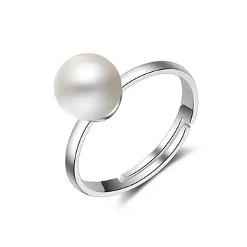 Nový príchod teplej predávať jednoduchý dizajn 8mm pearl 925 sterling silver dámy'finger krúžky ženy šperky drop shipping darček