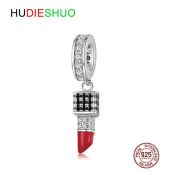 HuDieShuo Hot Predaj Rúž Tvar Červená Smalt 925Silver Kúzlo Korálky pre Ženy DIY Náramok&Náhrdelník Módne Šperky