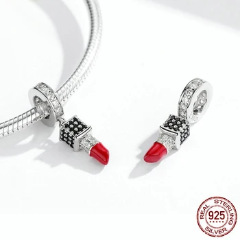 HuDieShuo Hot Predaj Rúž Tvar Červená Smalt 925Silver Kúzlo Korálky pre Ženy DIY Náramok&Náhrdelník Módne Šperky