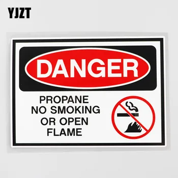 YJZT 14.7 CM X 10.4 CM Propán zákaz Fajčenia, Alebo Otvoreným Plameňom Nebezpečenstvo Odtlačkový PVC Auto Nálepky 12C-0158