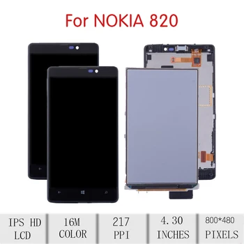 PÔVODNÝ Pre NOKIA Lumia 820 Dotykový LCD Displej Digitalizátorom. Montáž Pre Nokia 820 Displej s Rámom Nahradenie RM-825 N820 Obrazovke