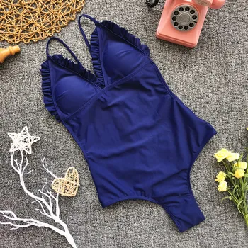 Sexy Pevné Plavky 2019 Nové Prehrabať Jednodielne Plavky Ženy Backless Kombinézu Obväz Monokiny Plavky Plážové Oblečenie Žena