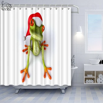 Kvalitné Sprchové Závesy Zábavné Žaba Kúpeľňa Záclony Moderný Jednoduchý Štýl Domáce Dekorácie Vodotesný S 12 Plastové Háčiky