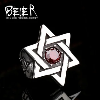 Beier nový obchod 316L Nerezovej Ocele krúžok hviezda david krúžok Super Kvalitné Módne šperky LLBR8-187R