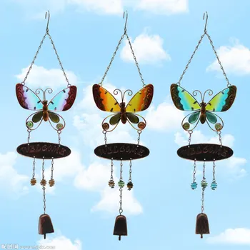 Motýľ Zvonkohry Kovové Sklo Maľované Dekoračné Kreatívne Domáce Vietor Bell Zvonkohry Prívesok Deti Miestnosti Dekorácie