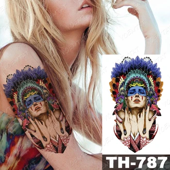 Nepremokavé Dočasné Tetovanie Nálepky Šaman Indiánskeho Kmeňa Dievča Flash Tetovanie Pierko Mníška Body Art Rameno Falošné Tetovanie Ženy Muži