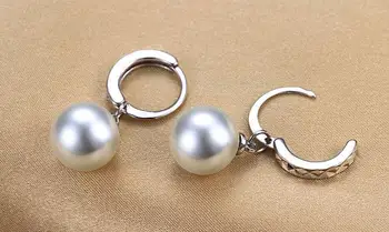 Nové módne Pearl Náušnice Skutočné Trblietavé kolo Pearl drop striebornej farbe Pearl Náušnice Šperky Pre Wemon Svadobný Dar