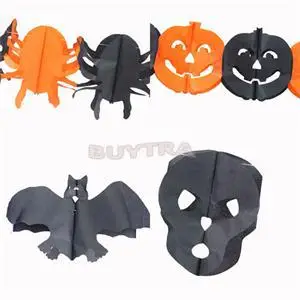 1PCS Nové DIY Papier Reťazca Garland Tekvicové Dekorácie Bat Ghost Spider Lebka Tvar Halloween Dekor Garland Dekor