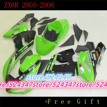 Motocykel Kapotáže držiak pre KAWASAKI Ninja ZX6R 05 06 ZX6R 636 2005 2006 Zelený lesklý čierny ABS Horské nastaviť