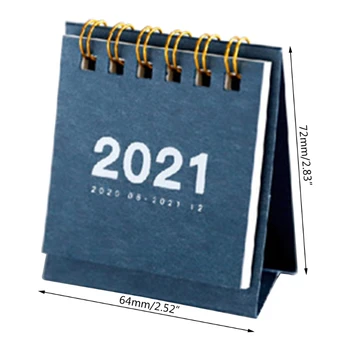 2021 Jednoduché jednofarebné Mini Desktop Papierový Kalendár Dual Denný Plánovač Tabuľka 35EA