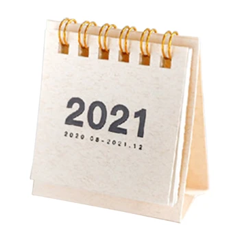 2021 Jednoduché jednofarebné Mini Desktop Papierový Kalendár Dual Denný Plánovač Tabuľka 35EA