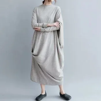 Dlho ceruzka šaty femme elegantné Bavlna pevné voľné Členok-Dĺžku šiat pre ženy Jar vestidos plus veľkosť bežné ukrajina handričkou