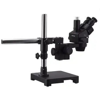AmScope 3,5 X-180X Black Trinocular Stereo Zoom Mikroskopom na Jedno Rameno Boom Stojan + Krúžok Fluorescenčné Svetlo + 3MP USB2.0 Fotoaparát