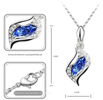 Móda Modrá Sady Šperkov Crystal z Swaovski Kanál Náhrdelníky Náušnice Vyrobené s Rakúskymi Prvky Šperky pre Ženy