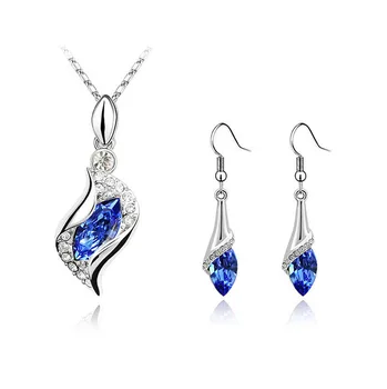 Móda Modrá Sady Šperkov Crystal z Swaovski Kanál Náhrdelníky Náušnice Vyrobené s Rakúskymi Prvky Šperky pre Ženy