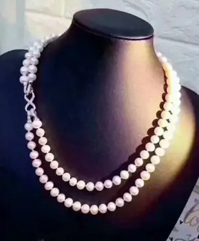 Doprava zadarmo >>>>ušľachtilý šperky 9-10 mm Sladkovodné white pearl náhrdelník