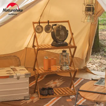 Naturehike Vonkajšie 3-4 Vrstvy Úložný Stojan Prenosný Skladací multi-vrstva Polica Camping Piknik Dreva Skladací Stôl