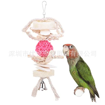 Drevené papagáj hojdačky sépie kosti gnawing vtákov, hračky, prírodné kukuričné pokožky vták produkty