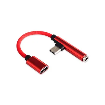 2 v 1 90 Stupňov USB 3.1 Typ C pre USB -C 3,5 mm Jack Audio Aux Kábel Mobilný Telefón, Slúchadlá Slúchadlá Sync Nabíjací Kábel Adaptéra