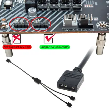 5V3Pin Rozhranie Prenos Predlžovací Kábel RGB Splitter pre-SUS MSI Doska