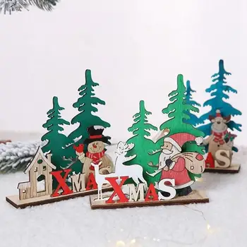 Stolové Dekorácie, Vianočné Dekorácie, Drevené Dekorácie Tlač Robustné Farebné Vianočné Večere Elk Snehuliak Strana Dodávky