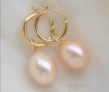 Hot Predaj AAAA + 9-10 mm Sladkovodné perly Pink Pearl Náušnice