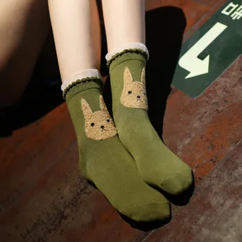 Roztomilý Ženy Jeseň Zima Ženy Ponožka Krásne 3D Uši Zvierat Ženy Panda Brear Ošípaných Žirafa Cartoon Ponožky, Bavlnené Ponožky Pre Ženy