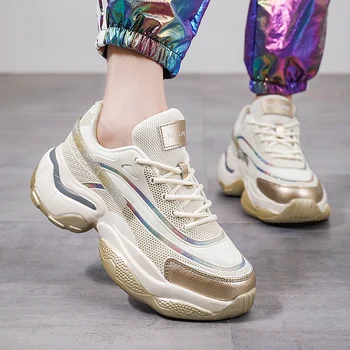 2020 dámske módne tenisky na platforme krajky-up ležérne topánky značky staré topánky dámske topánky vulkanizovanej