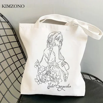 Fialová Evergarden nákupní taška bavlna bolsas de tela plátno shopper shopper nákupní taška boodschappentas string juty chytiť