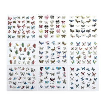 Roztomilý 24 Listy DIY 3D návrh na Nechty, Nálepky, Farebné Nechty Butterfly Umenie Prenos Nálepky Horúce Tipy Odtlačkový Dekorácie