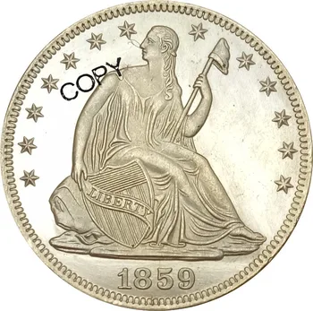 Spojené Štáty Slobody Sedieť Pol Dolárov Č Motto Nad Eagle 1859 O Mosadze Pozlátené Striebro Kópiu Mince