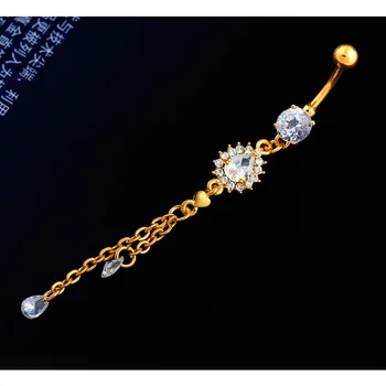 Kórejská Verzia Zlaté Ozdoby Veľkoobchod Šperky Drop Zirkón Brucho Tlačidlo Krúžok hypoalergénna piercing
