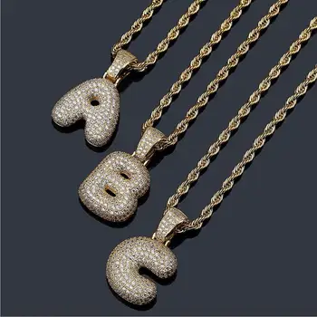 Móda Medi AAA+Kubický Zirkón nový Názov Bublina Písmená Prívesky&Náhrdelníky Mužov Hip Hop Šperky zlatá farba lano, Reťaz