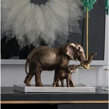 Európsky Kreatívny Retro Mosadz Zlato Slon Umenie Sochárstvo Šťastie Zvieratá Živice Remesiel Stolové Dekorácie Pre Domov R3530